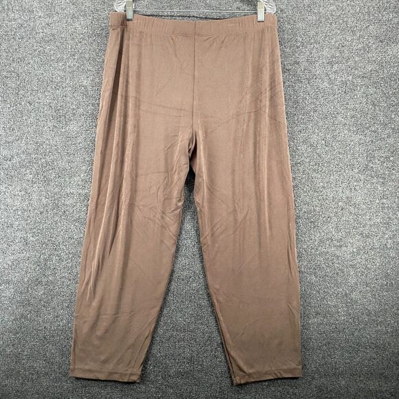 Chicos Traveler Pants 3 Women XL Slinky Brown Pull On Wide Leg Lagenlook Hippie - Picture 3 of 10